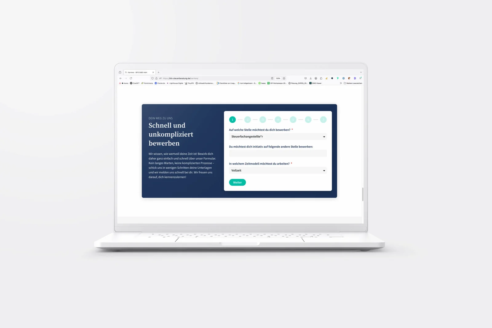 Helles Layout mit klaren Akzenten. – Website von BFO – Redesign