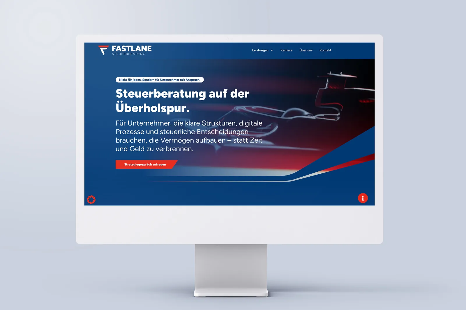 Website-Referenz Fastlane Steuerberatung – Markenauftritt & Website – umgesetzt von Die Kanzlei Entwickler