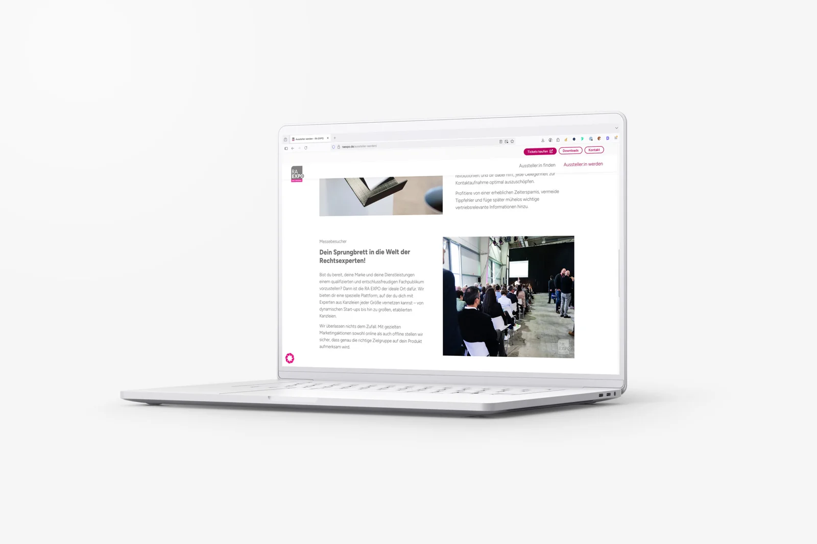 Magenta, Klarheit und Persönlichkeit. – Website von RA EXPO – Corporate Website